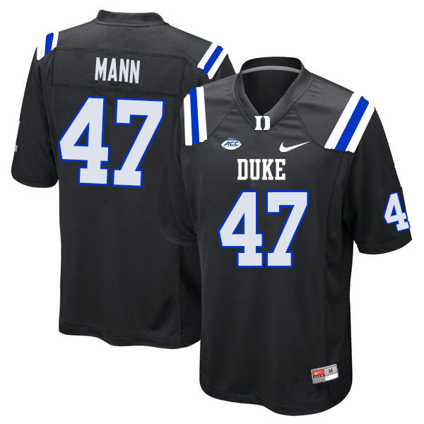 Men #47 Steve Mann Duke Blue Devils College Football Jerseys Sale-Black - Click Image to Close